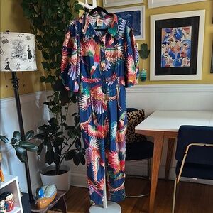 Colorful Bird Print Jumpsuit